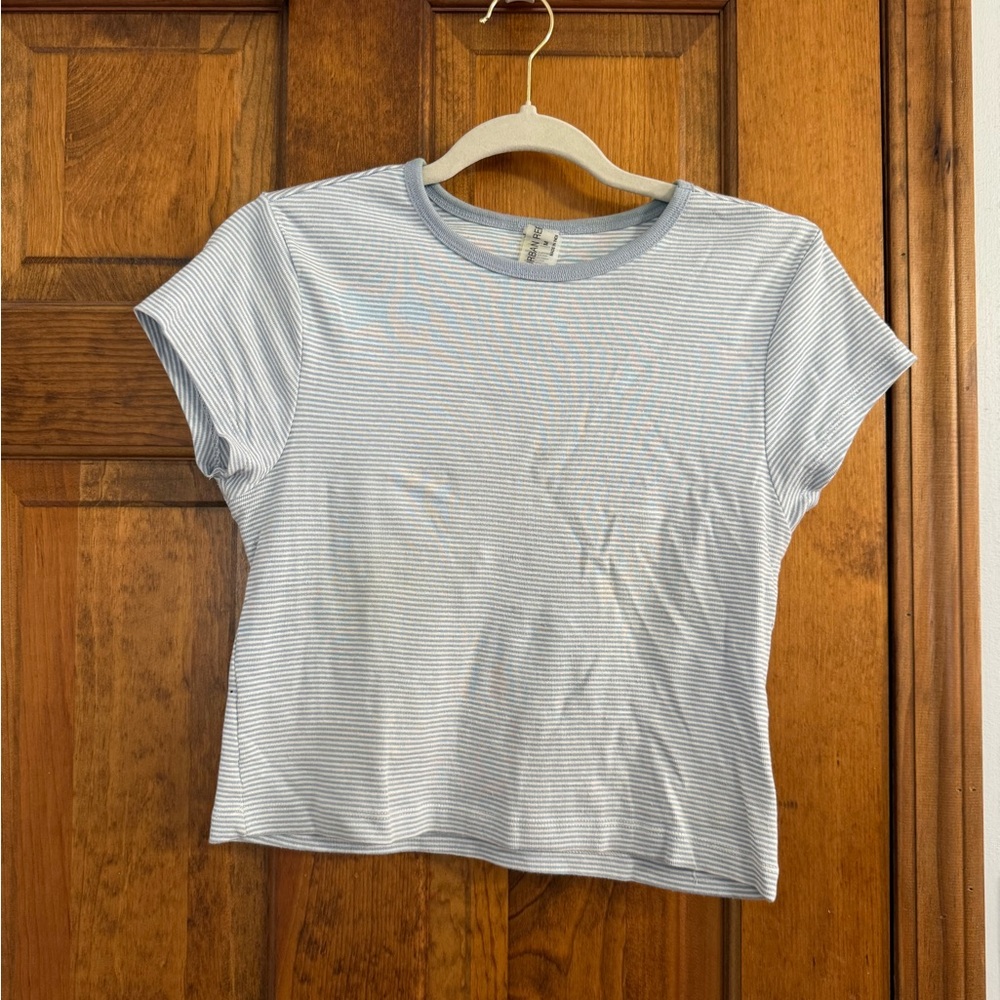 Light Blue & White Striped Short Sleeve Tee